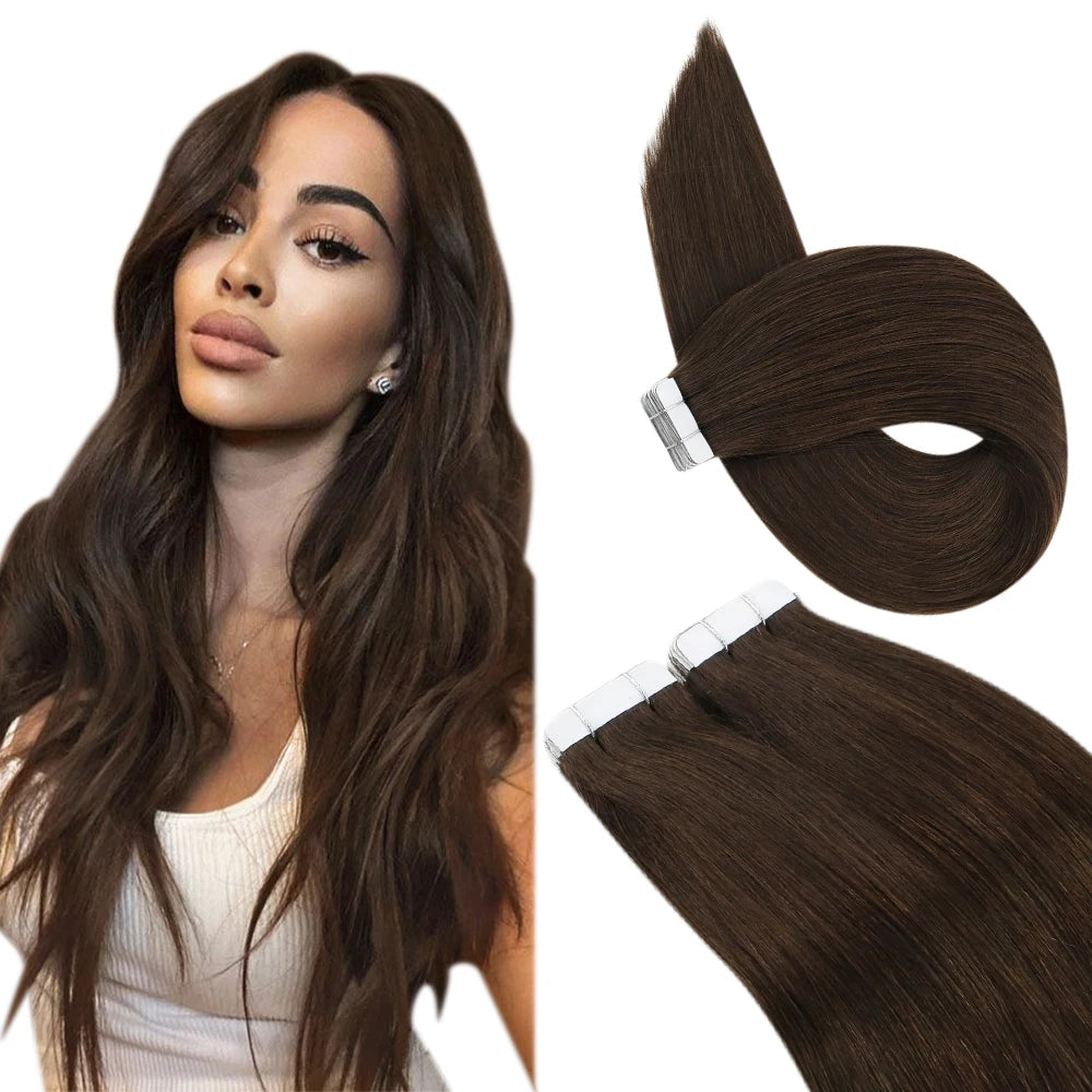 Tape in Hair Extensions Human Hair Real Natural Brazilian Remy Hair Straight