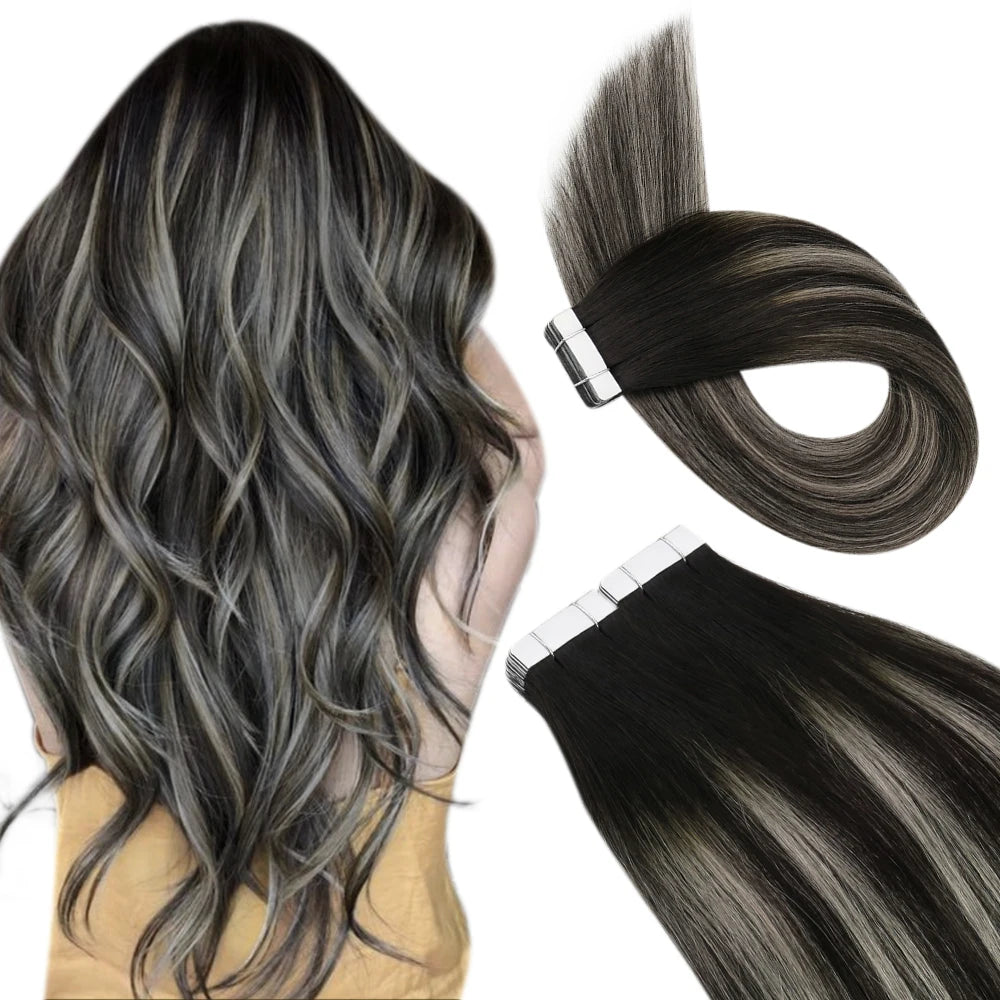 Tape in Hair Extensions Human Hair Real Natural Brazilian Remy Hair Straight