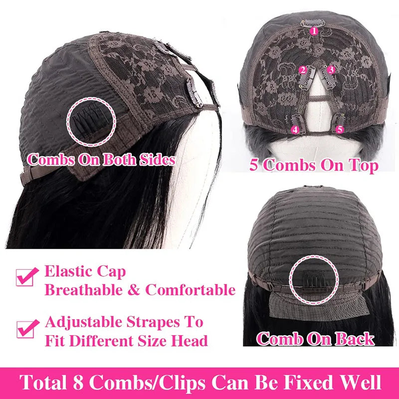 Kinky Curly U V Part Wig Human Hair No Leave Out No Glue Brazilian Deep Curly Wave