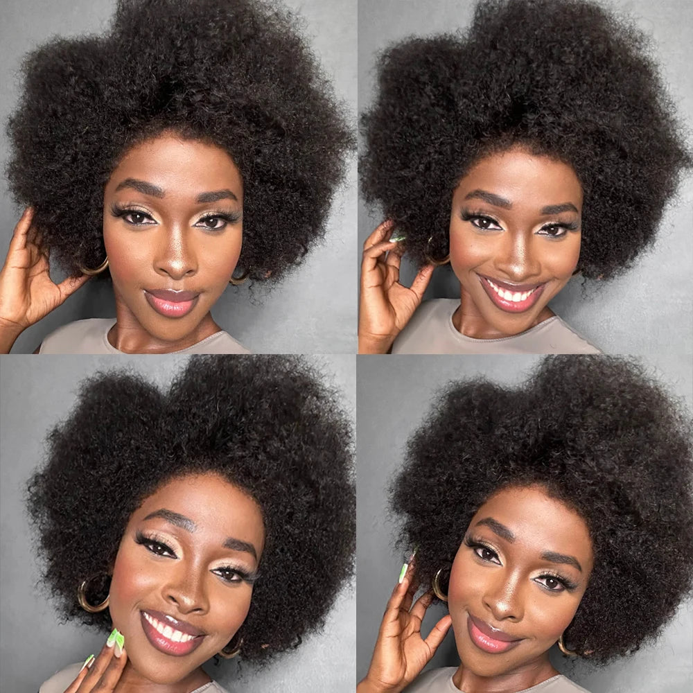 Afro Wigs Kinky Curly Lace Front Wig Human Hair Glueless 250%