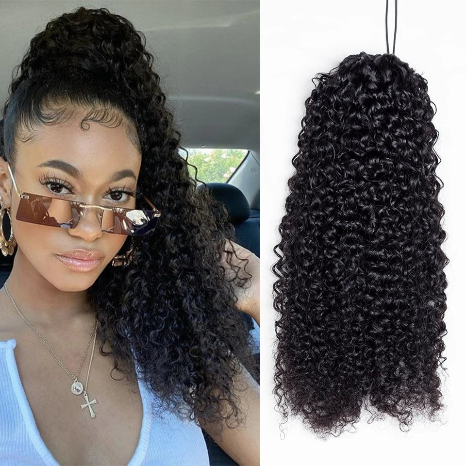 Curly Clip Ponytail Human Hair 100/160gram Brazilian Virgin Kinky Curly Drawstring Ponytail