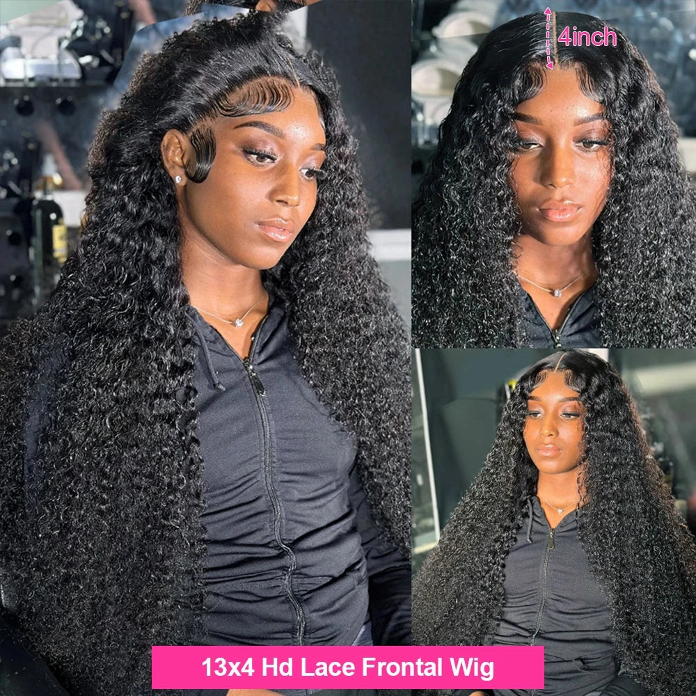 Deep Wave Frontal Wig Transparent 13x4 13x6 HD Lace Frontal Human Hair