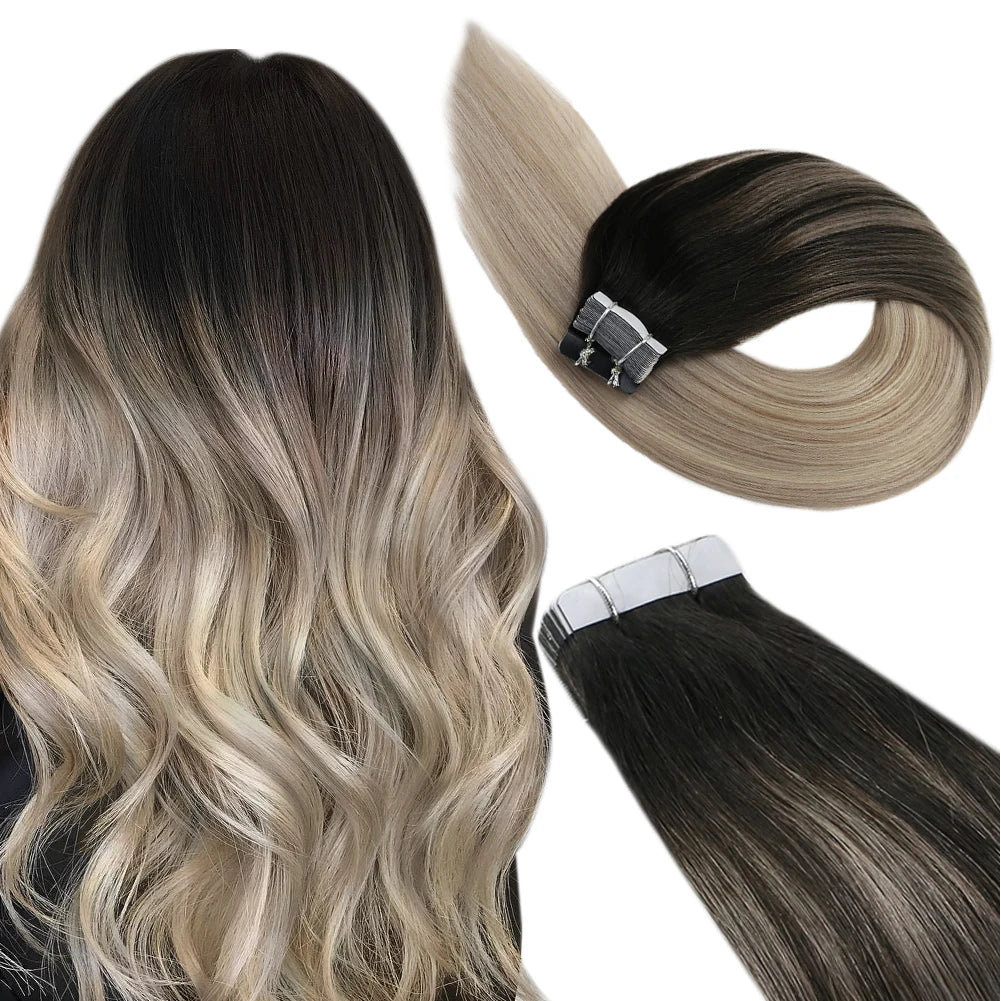 Tape in Hair Extensions Human Hair Real Natural Brazilian Remy Hair Straight