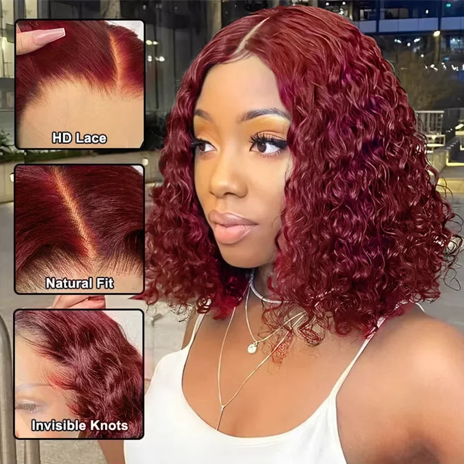 99J Burgundy Short Bob Glueless Hair Wig