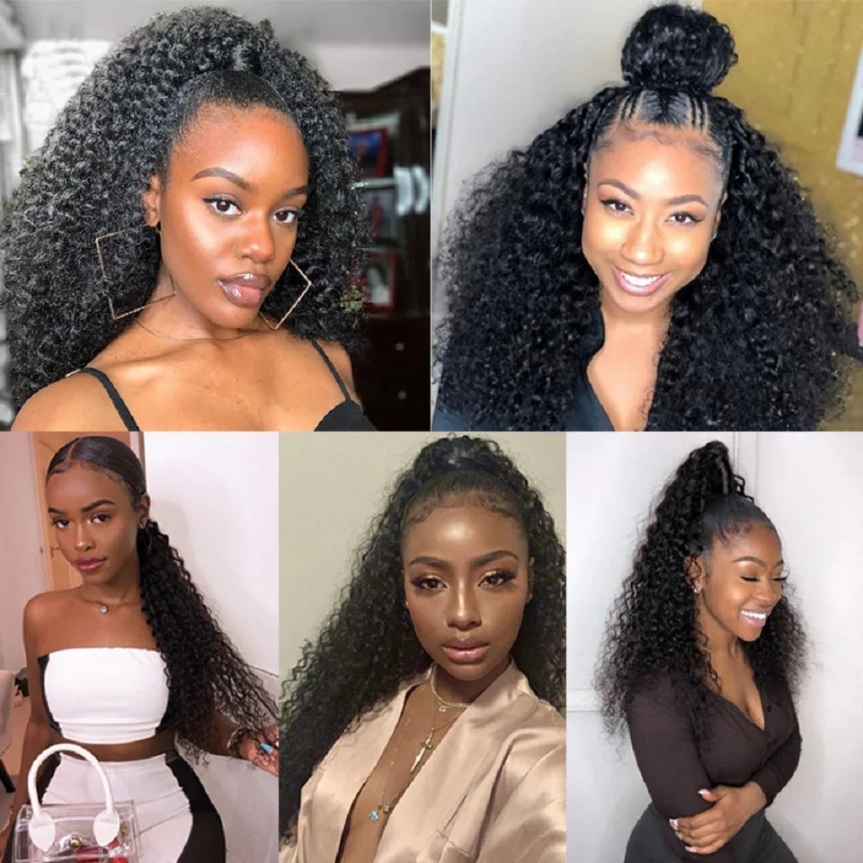 Curly Clip Ponytail Human Hair 100/160gram Brazilian Virgin Kinky Curly Drawstring Ponytail