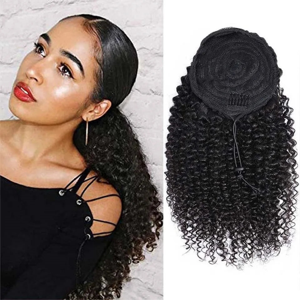 Curly Clip Ponytail Human Hair 100/160gram Brazilian Virgin Kinky Curly Drawstring Ponytail