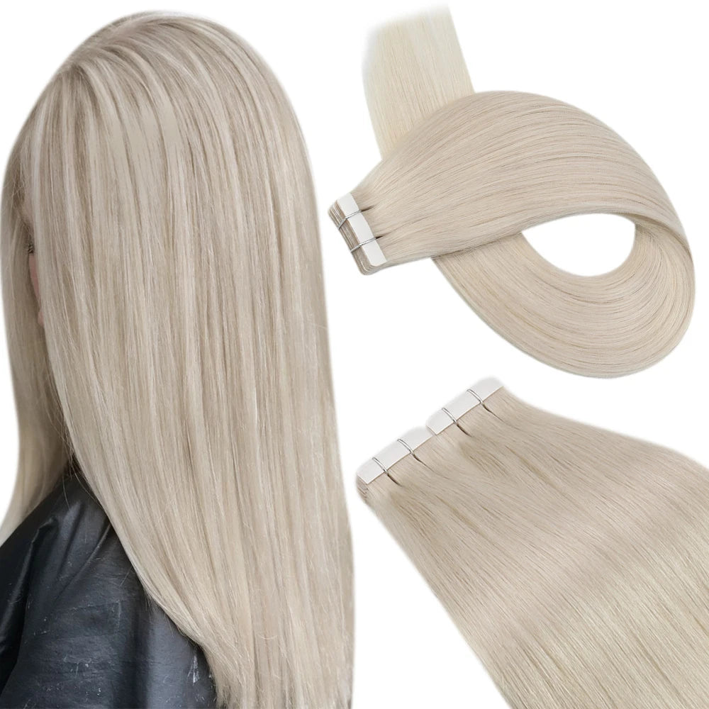 Tape in Hair Extensions Human Hair Real Natural Brazilian Remy Hair Straight