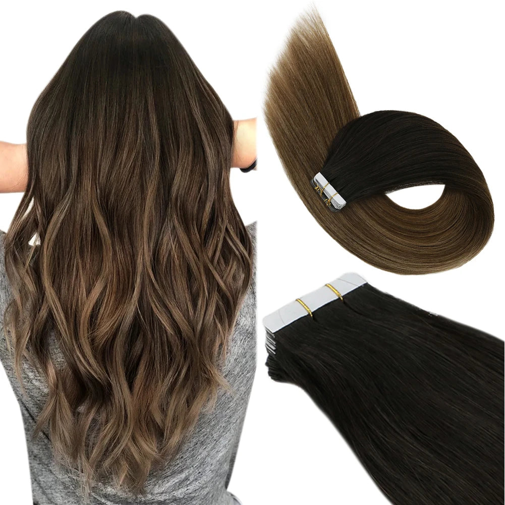Tape in Hair Extensions Human Hair Real Natural Brazilian Remy Hair Straight