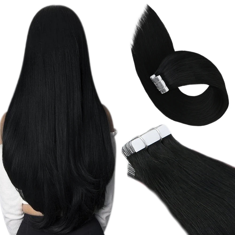 Tape in Hair Extensions Human Hair Real Natural Brazilian Remy Hair Straight
