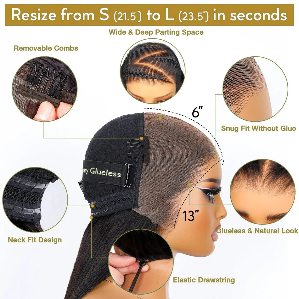 Go Glueless Wigs with Elastic Drawstring Straight