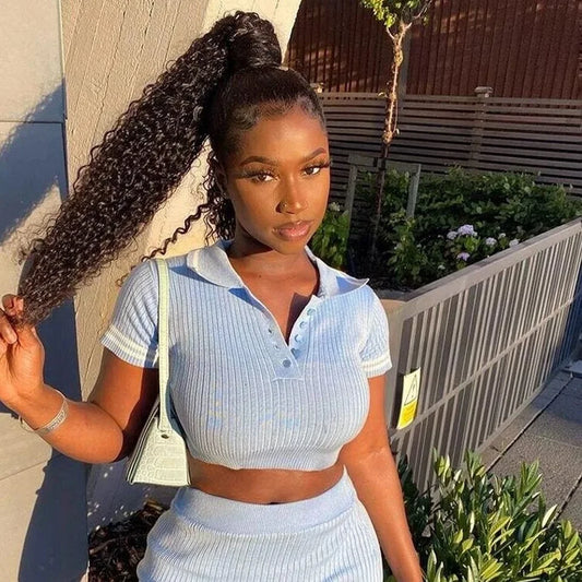 Curly Clip Ponytail Human Hair 100/160gram Brazilian Virgin Kinky Curly Drawstring Ponytail