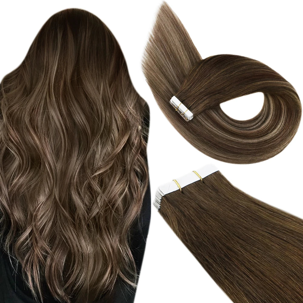 Tape in Hair Extensions Human Hair Real Natural Brazilian Remy Hair Straight