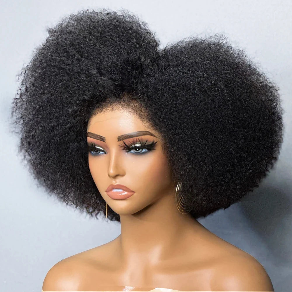 Afro Wigs Kinky Curly Lace Front Wig  Human Hair Glueless 250%