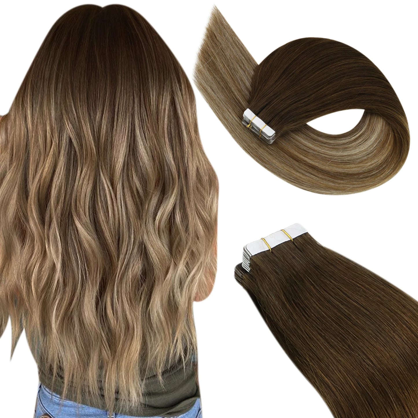 Tape in Hair Extensions Human Hair Real Natural Brazilian Remy Hair Straight