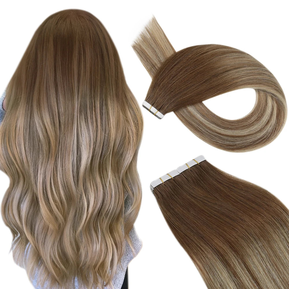 Tape in Hair Extensions Human Hair Real Natural Brazilian Remy Hair Straight