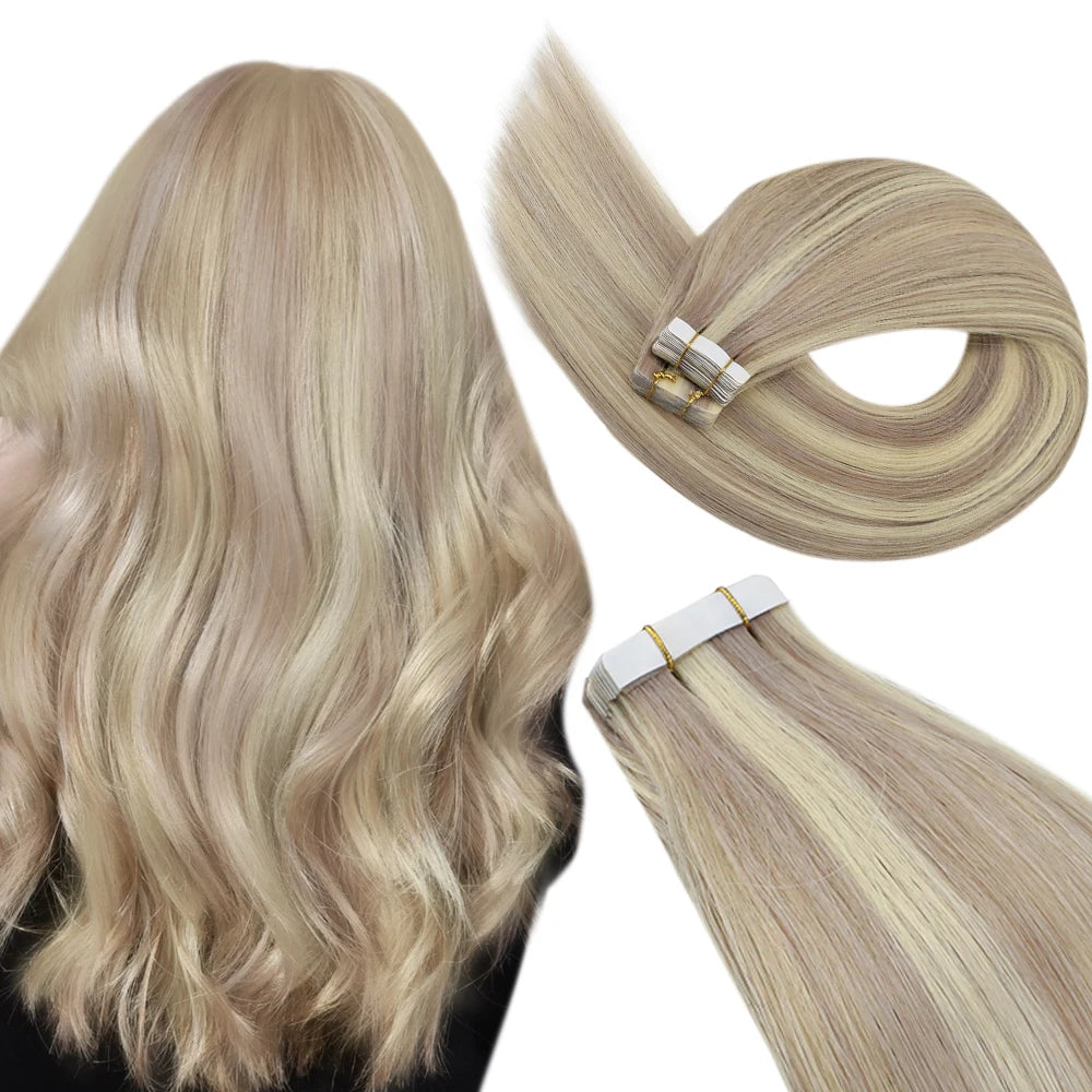 Tape in Hair Extensions Human Hair Real Natural Brazilian Remy Hair Straight