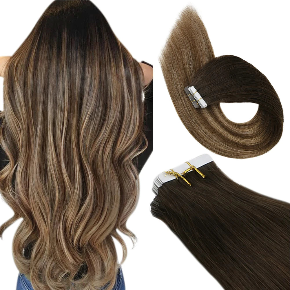 Tape in Hair Extensions Human Hair Real Natural Brazilian Remy Hair Straight