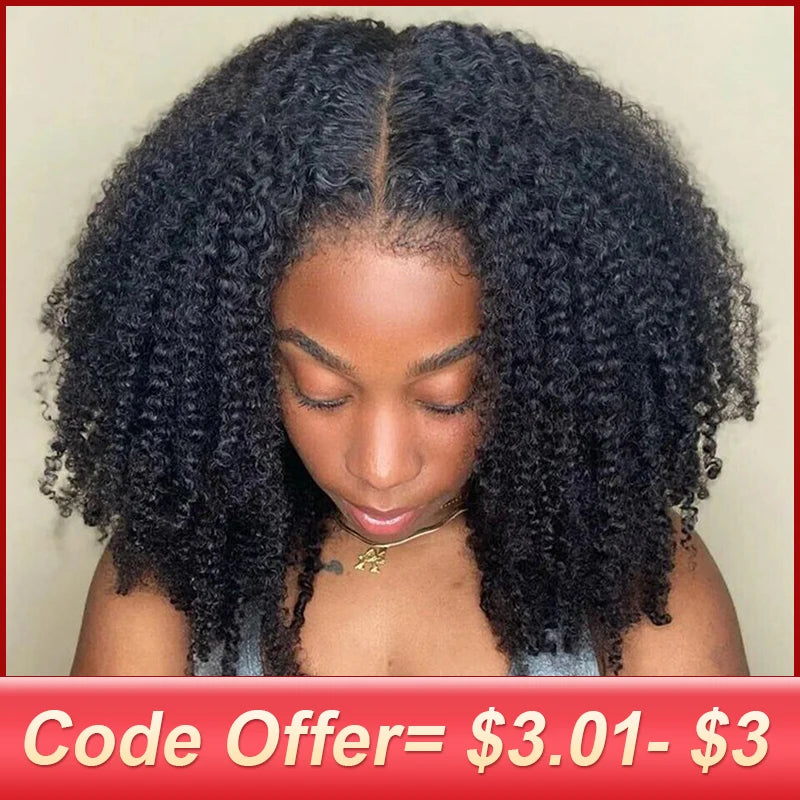 Afro Kinky Curly 13x4 Lace Front Wigs 4B 4C Brazilian Human Remy Hair