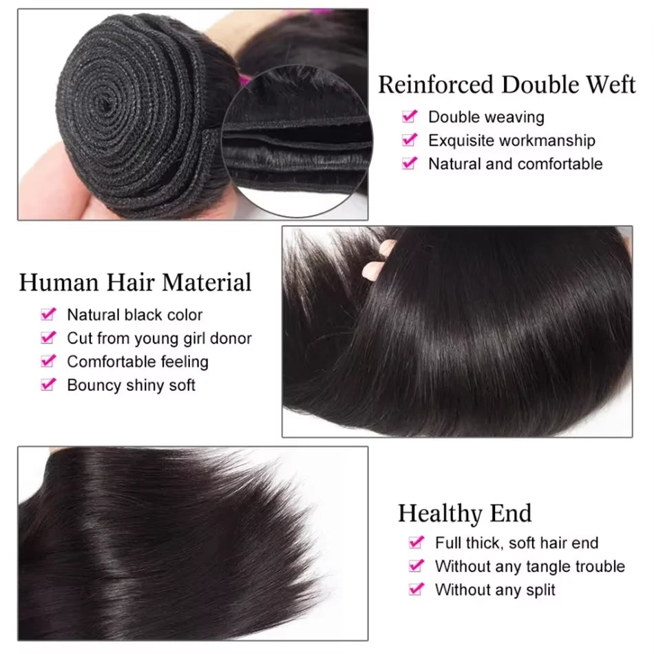 Bone Straight 100% Real Human Hair Straight Human Hair Bundles