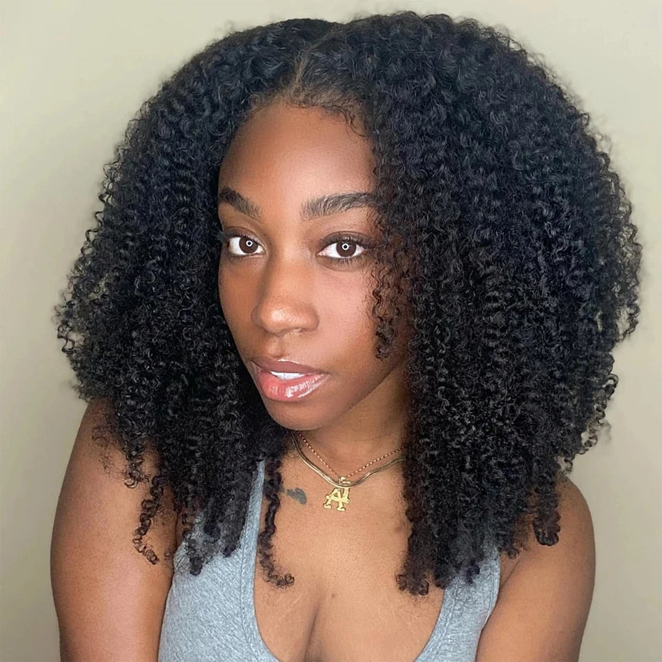 Afro Kinky Curly 13x4 Lace Front Wigs 4B 4C Brazilian Human Remy Hair