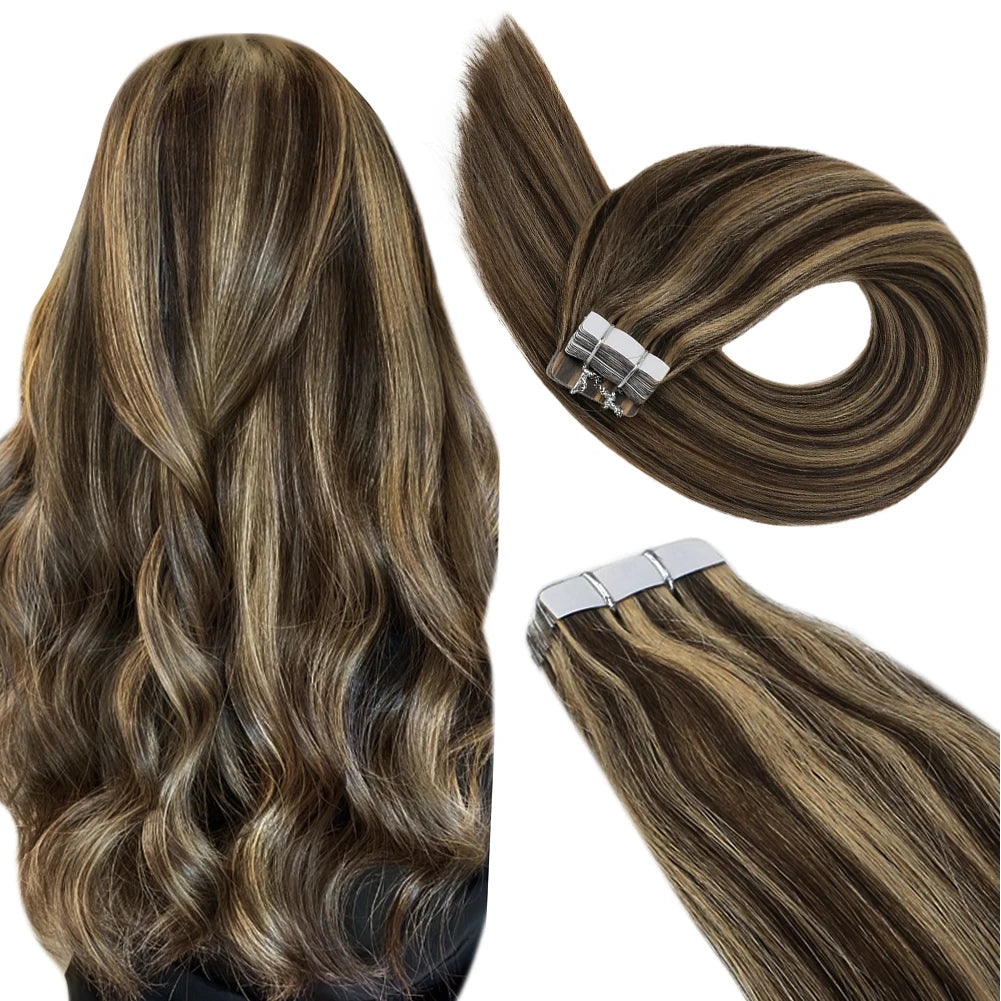 Tape in Hair Extensions Human Hair Real Natural Brazilian Remy Hair Straight