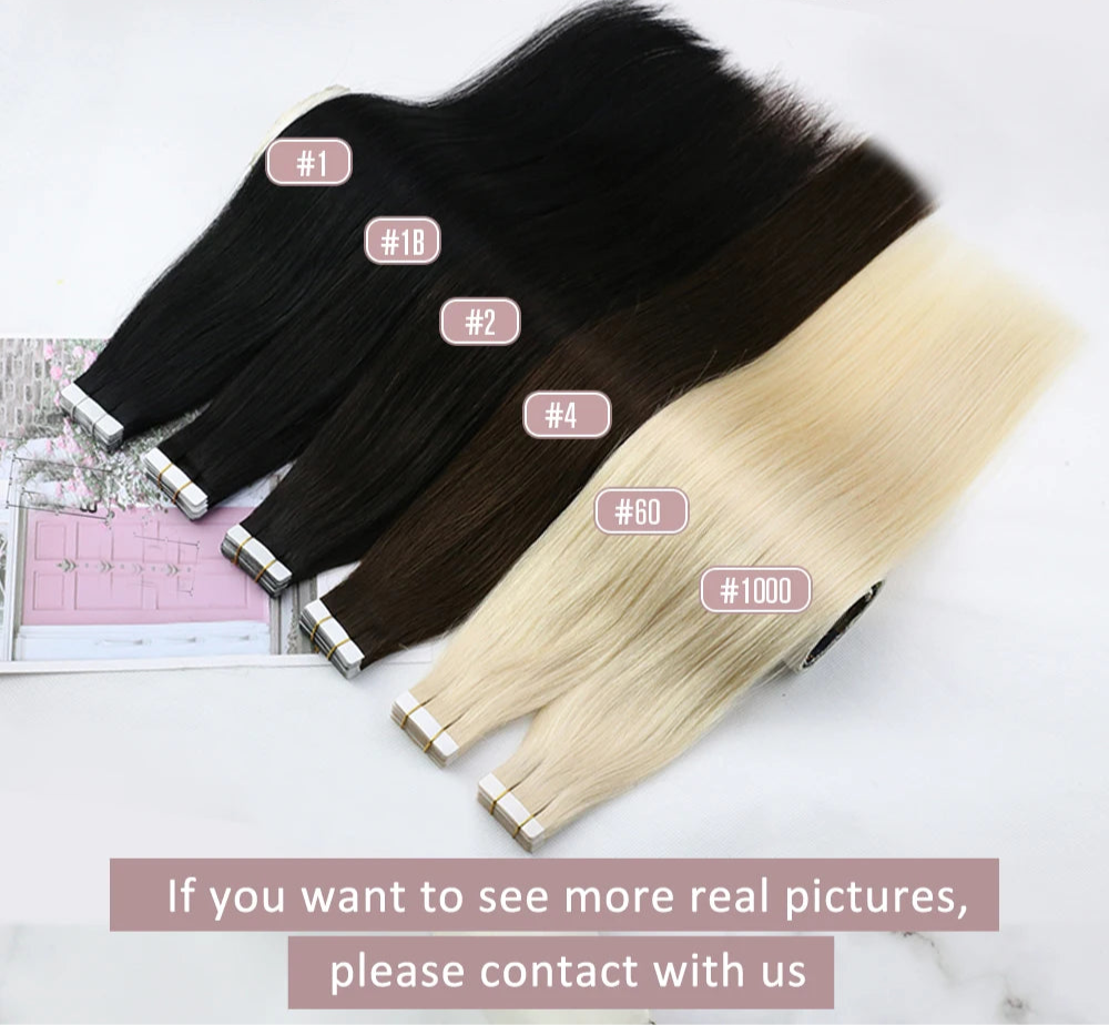 Tape in Hair Extensions Human Hair Real Natural Brazilian Remy Hair Straight
