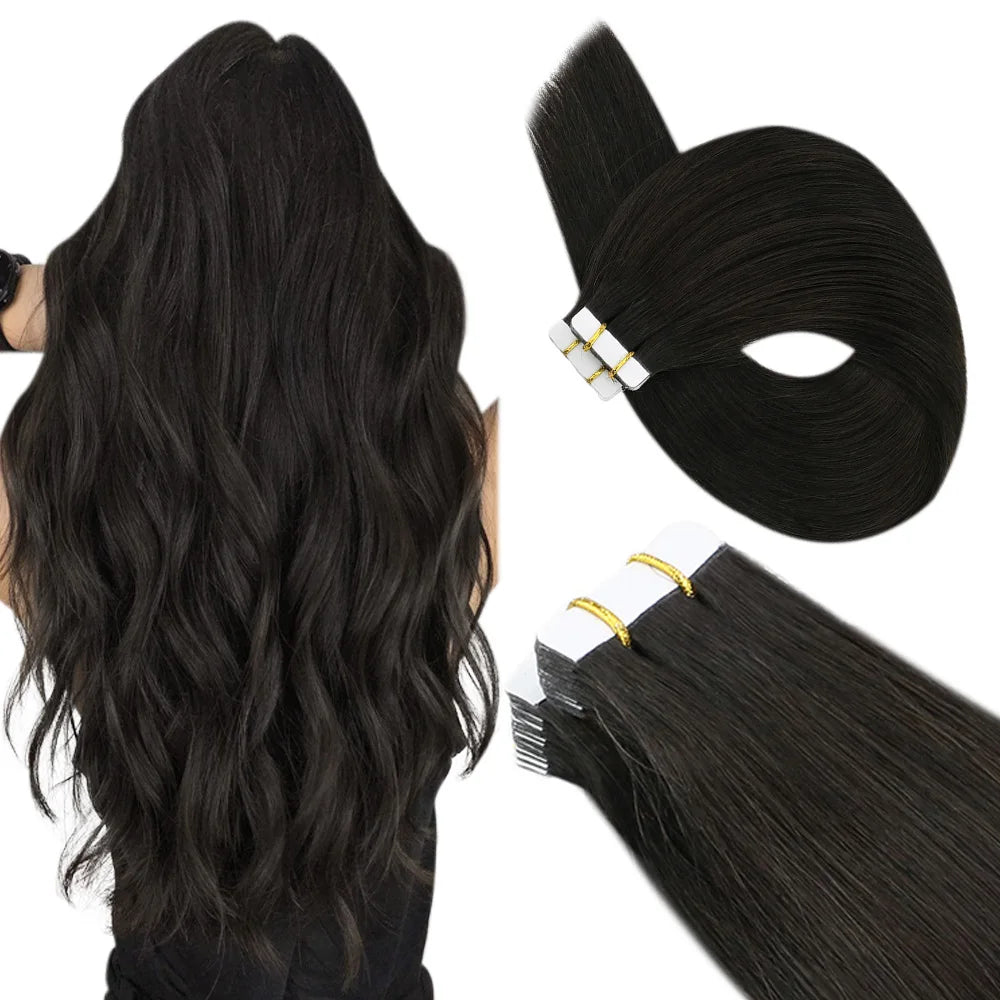 Tape in Hair Extensions Human Hair Real Natural Brazilian Remy Hair Straight