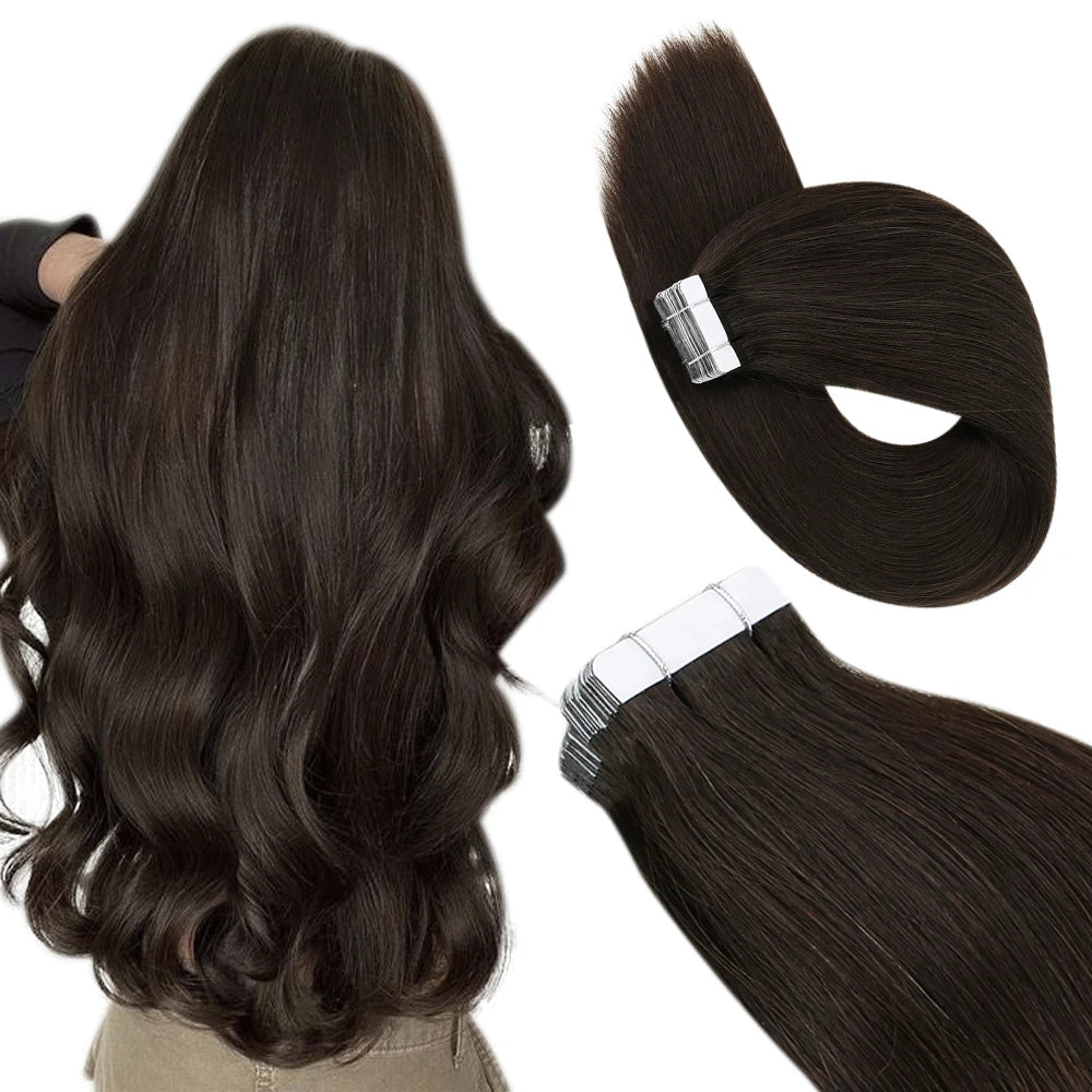 Tape in Hair Extensions Human Hair Real Natural Brazilian Remy Hair Straight