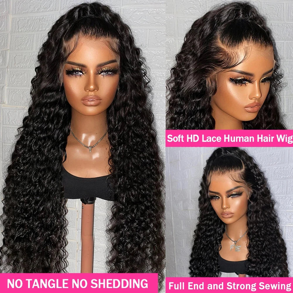 Deep Wave Frontal Wig Transparent 13x4 13x6 HD Lace Frontal Human Hair