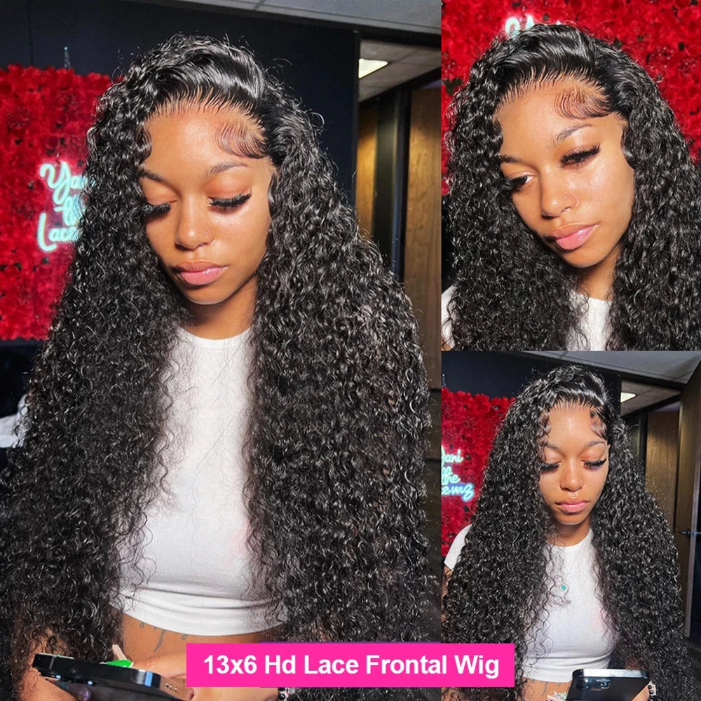 Deep Wave Frontal Wig Transparent 13x4 13x6 HD Lace Frontal Human Hair