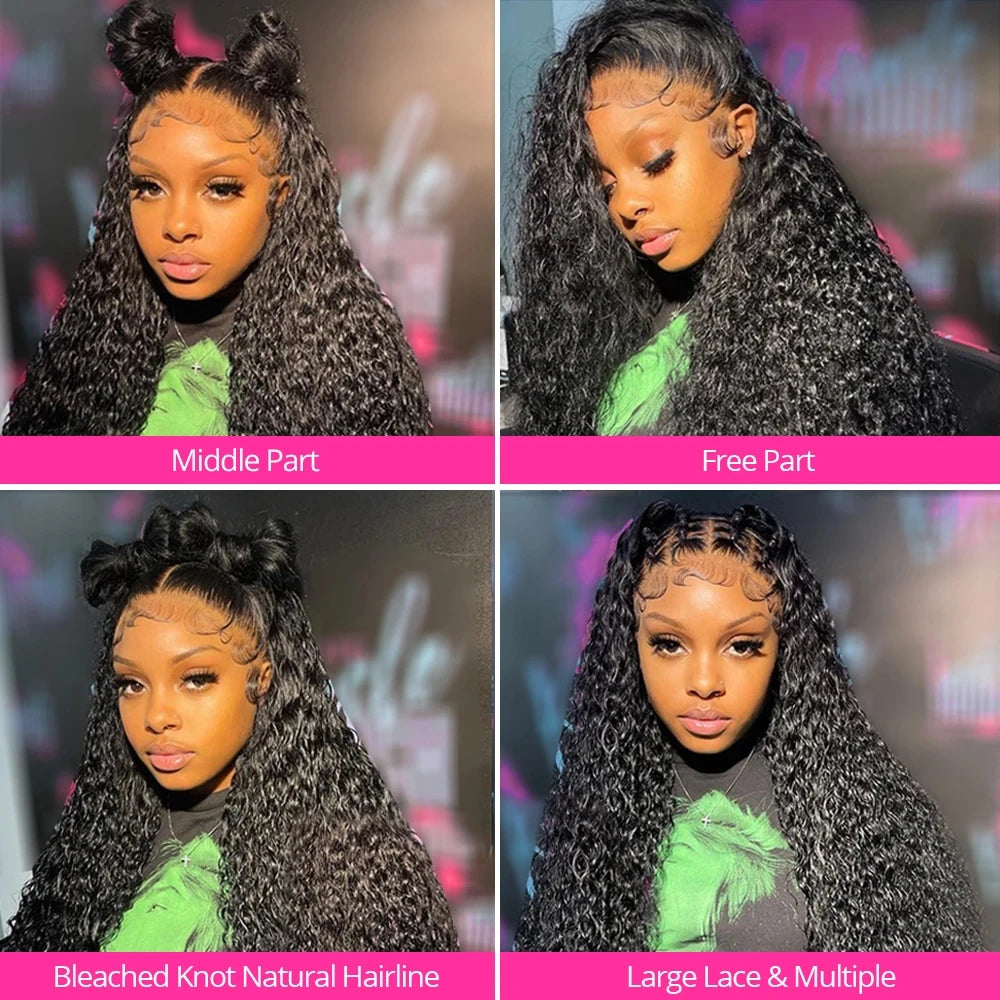 Deep Wave Frontal Wig Transparent 13x4 13x6 HD Lace Frontal Human Hair